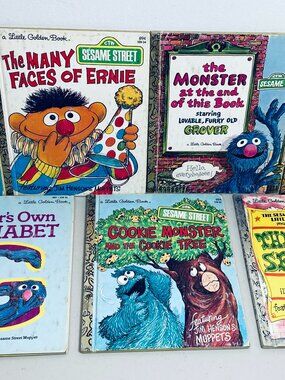 VNTG 7 Little Golden Books CTW Sesame Street Hardcover 1978-1982, VGUC